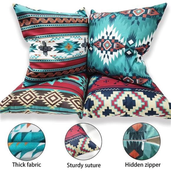 Western Native American Throw Pillow Covers 18X18 Southwestern Boho Aztec Navajo - Picture 4 of 7